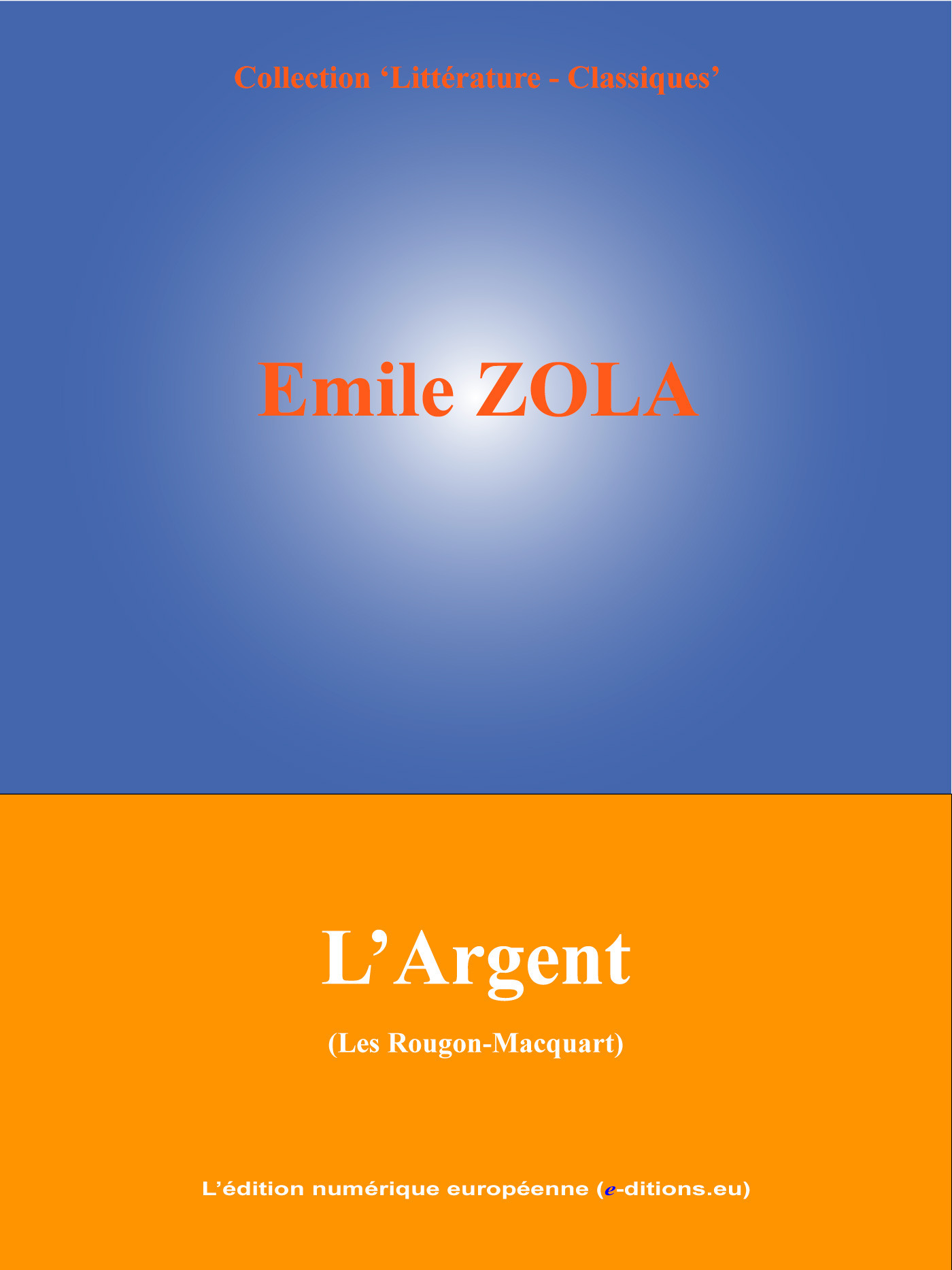 ebook cover of L'Argent, by Emile Zola