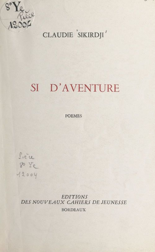 Couverture ebook de Si d'aventure, de Claudie Sikirdji