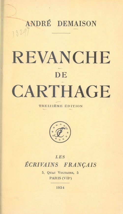 Couverture ebook de Revanche de Carthage, de Andre Demaison
