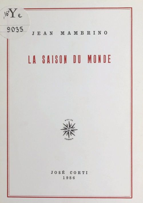 Couverture ebook de La saison du monde, de Jean Mambrino