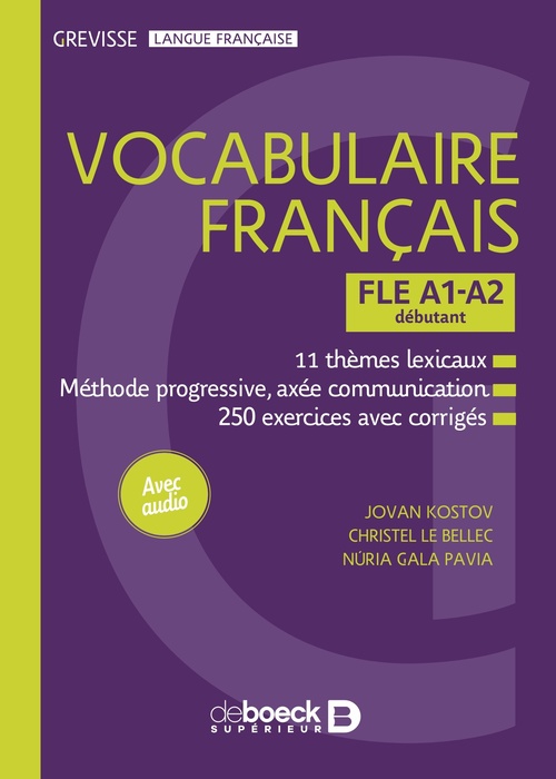 ebook cover of Grevisse FLE A1-A2 Vocabulaire français, by Jovan Kostov, Núria Gala, Christel Le Bellec