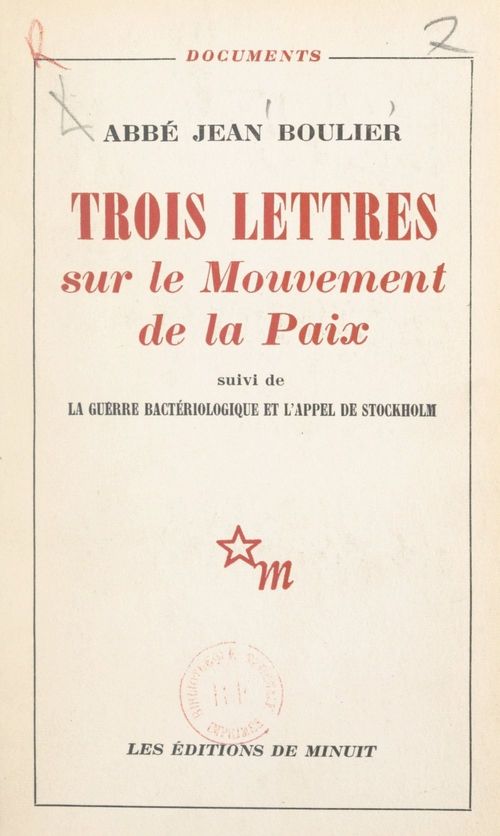 ebook cover of Trois lettres sur le Mouvement de la Paix, by Jean Boulier