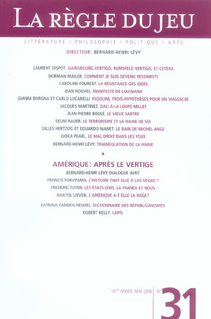 Couverture ebook de La règle du jeu n°31, de Revue La Regle Du Jeu