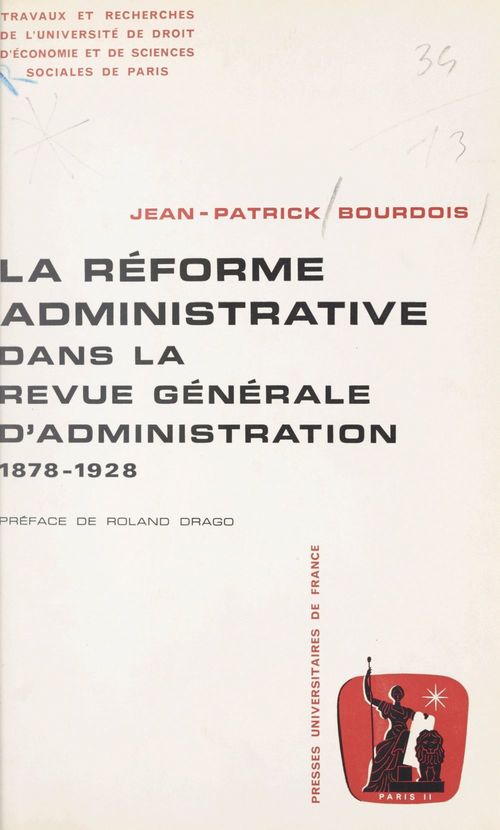 ebook cover of La réforme administrative dans la "Revue générale d'administration", by Jean-Patrick Bourdois