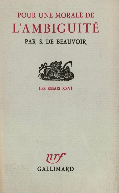 Couverture ebook de Pour une morale de l'ambiguïté, de Simone de Beauvoir