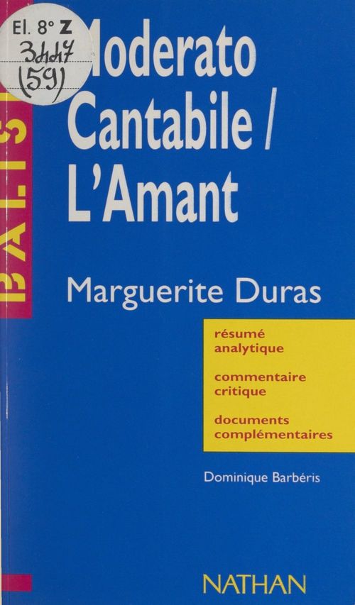ebook cover of Moderato Cantabile. L'amant, by Dominique Barberis