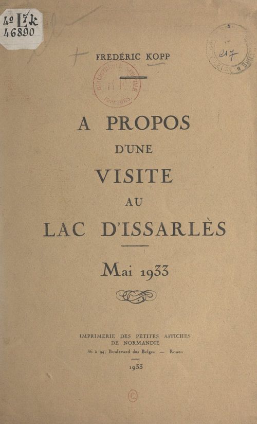 Couverture ebook de À propos d'une visite au lac d'Issarlès, de Frederic Kopp