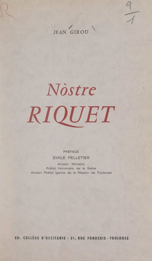ebook cover of Nostre Riquet, by Jean Girou