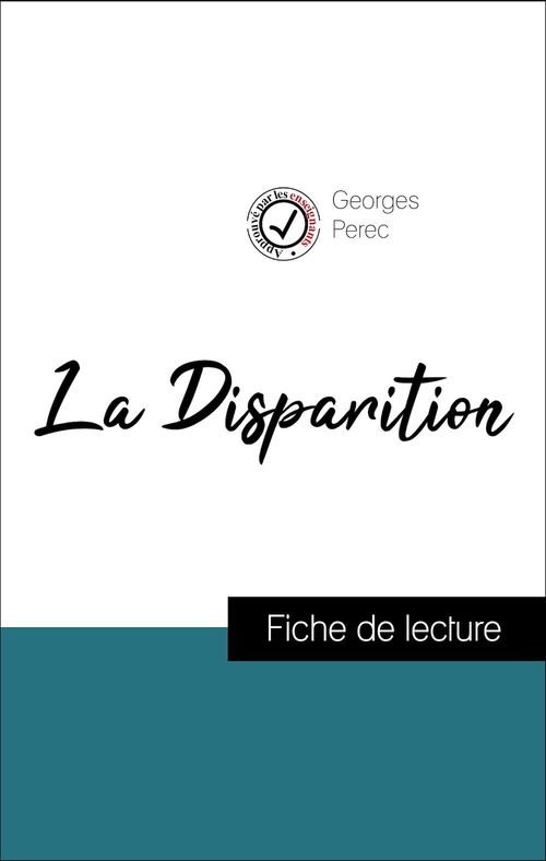 ebook cover of Analyse de l'oeuvre : La Disparition (résumé et fiche de lecture plébiscités par les enseignants sur fichedelecture.fr), by Georges Perec