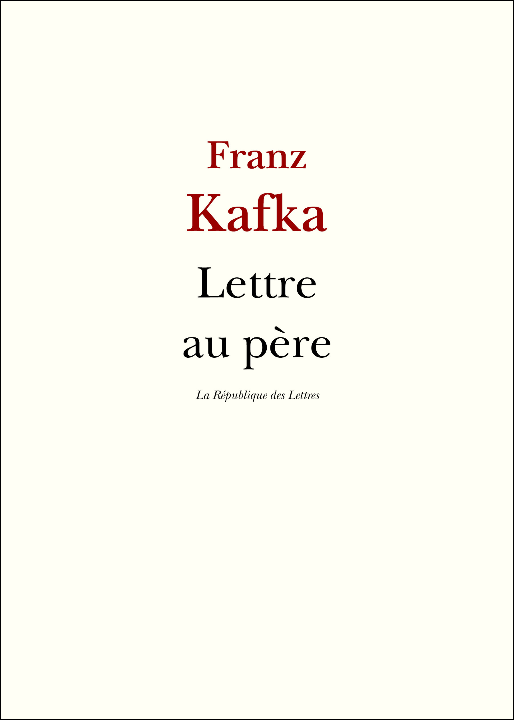 Couverture ebook de Lettre au père, de Franz Kafka