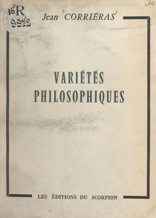 Couverture ebook de Variétés philosophiques, de Jean Corrieras
