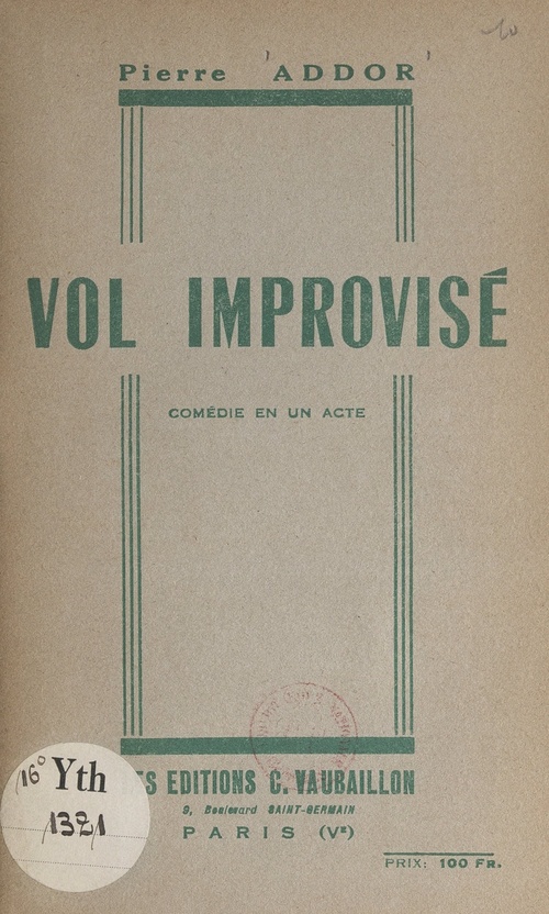 Couverture ebook de Vol improvisé, de Pierre Addor