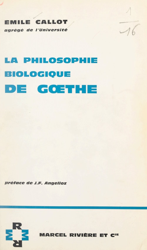 Couverture ebook de La philosophie biologique de Goethe, de Émile Callot