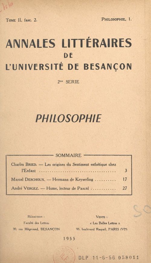 ebook cover of Les origines du sentiment esthétique chez l'enfant, by Andre Vergez, Charles Bried, Marcel Deschoux