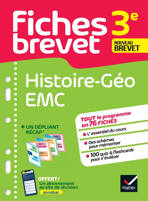 ebook cover of Fiches brevet - Histoire-Géographie EMC 3e Brevet 2027, by Guillaume d'Hoop, Florence Holstein