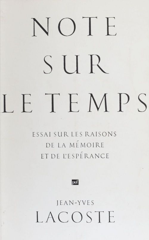 ebook cover of Note sur le temps, by Jean-Yves Lacoste