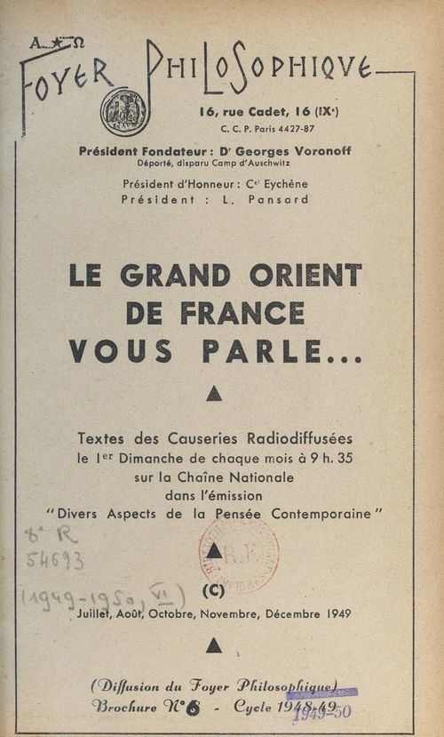 Couverture ebook de Le Grand Orient de France vous parle, de Grand Orient De France