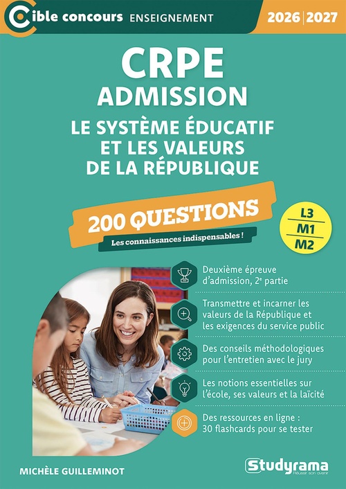 ebook cover of CRPE - Admission - Le système éducatif et les valeurs de la République : 200 questions - Concours 2026-2027, by Michèle Guilleminot