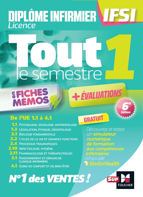 Couverture ebook de Tout le semestre 1 en fiches mémos - DEI IFSI - 6e édition - Révision et entraînement, de Kamel Abbadi, Priscilla Benchimol, Jacques Birouste, Patrice Bourgeois, Claire Chéret, Sandrine Faure