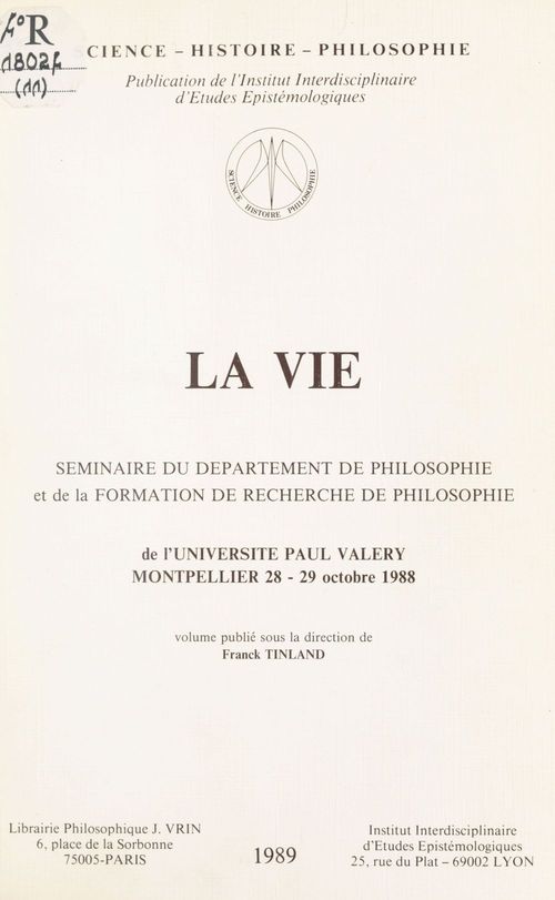 Couverture ebook de La vie, de Tinland