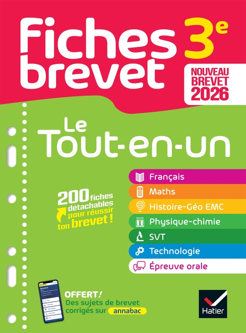 Couverture ebook de Fiches brevet - Le tout-en-un Brevet 2026 (toutes les matières), de Collectif