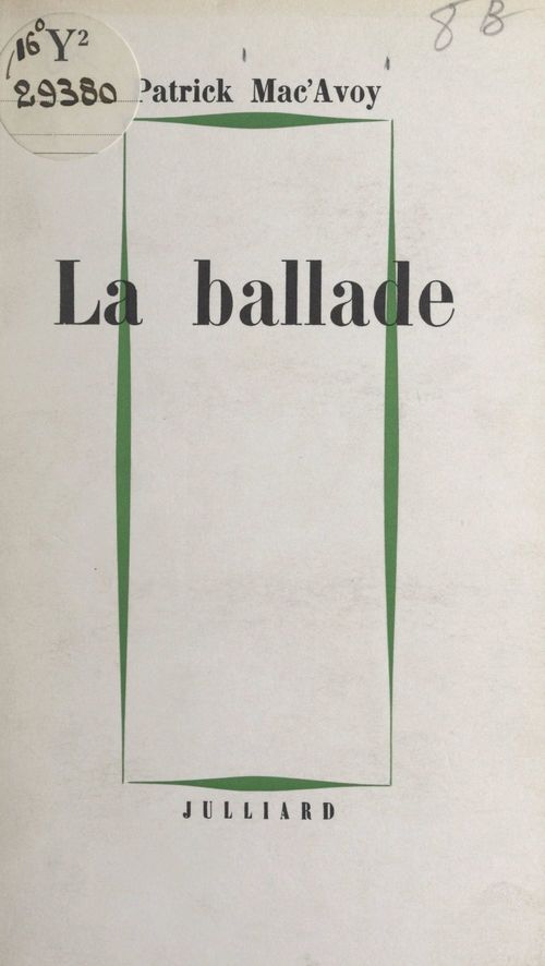 ebook cover of La ballade, by Patrick Mac''Avoy