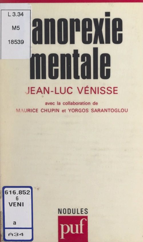 Couverture ebook de L'anorexie mentale, de Maurice Chupin, Jean-luc Venisse, Yorgos Sarantoglou