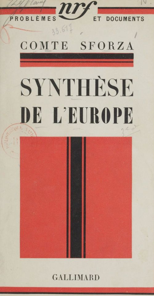 Couverture ebook de Synthèse de l'Europe, de Comte Sforza
