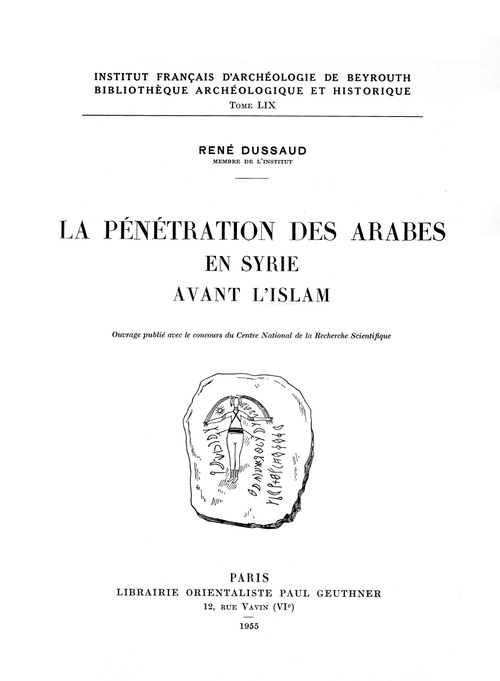 ebook cover of La pénétration des Arabes en Syrie avant l´Islam, by Rene Dussaud