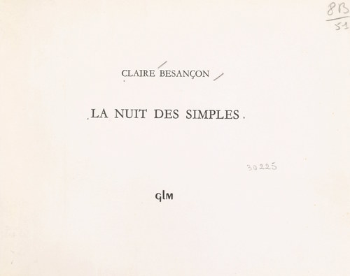 ebook cover of La nuit des simples, by Claire Besancon