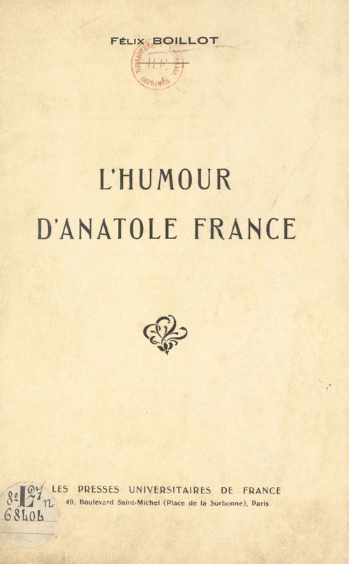 ebook cover of L'humour d'Anatole France, by Felix Boillot