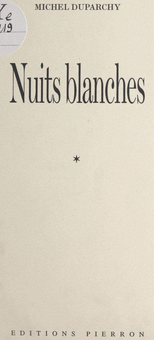 Couverture ebook de Nuits blanches, de Michel Duparchy