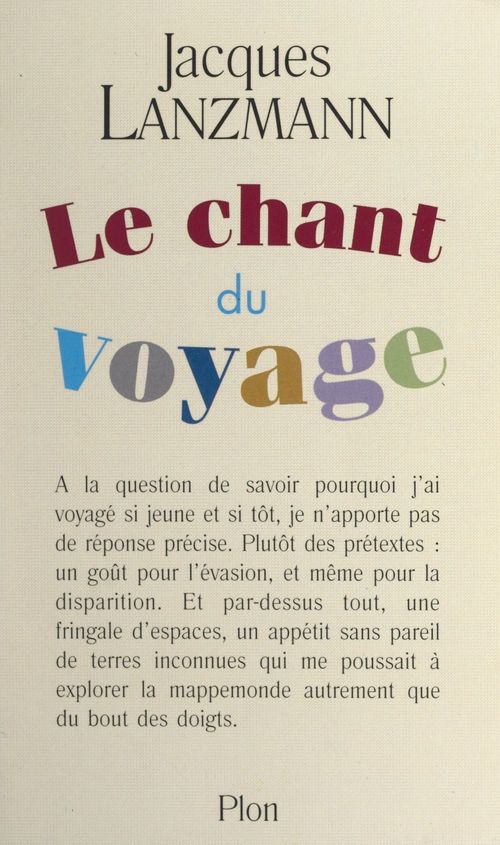 ebook cover of Le chant du voyage, by Jacques Lanzmann