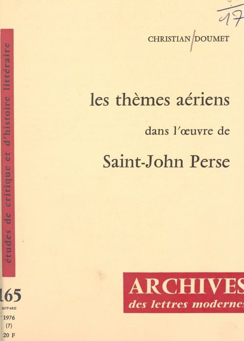 Couverture ebook de Les thèmes aériens dans l'oeuvre de Saint-John Perse, de Christian Doumet