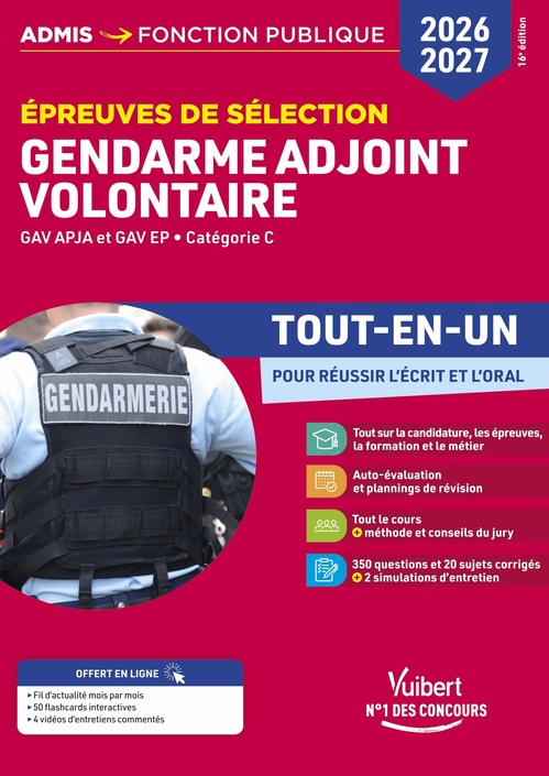 ebook cover of Épreuves de sélection Gendarme adjoint volontaire 2026-2027 - Tout-en-un, by Bernadette Lavaud, François Lavedan