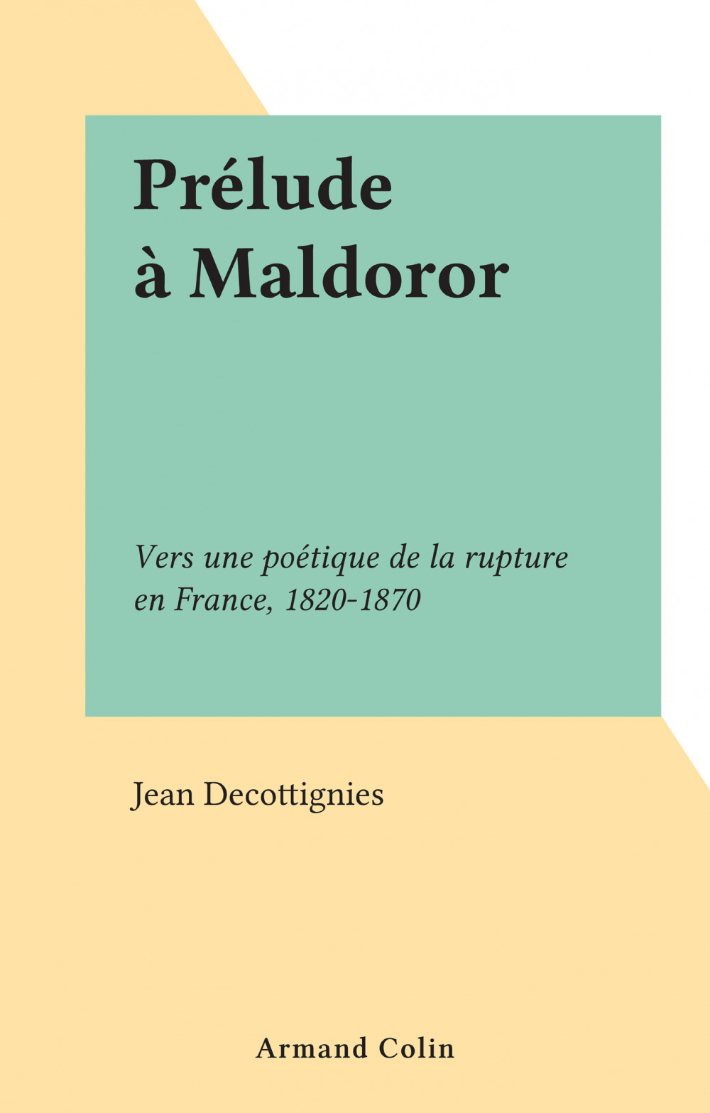 ebook cover of Prélude à Maldoror, by Jean Decottignies