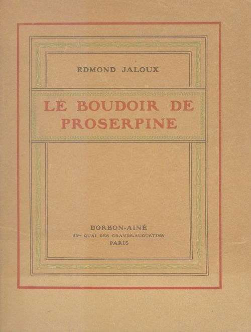 ebook cover of Le boudoir de Proserpine, by Edmond Jaloux