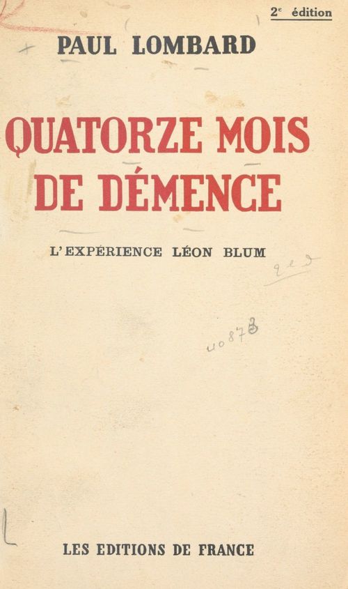 Couverture ebook de Quatorze mois de démence, de Paul Lombard