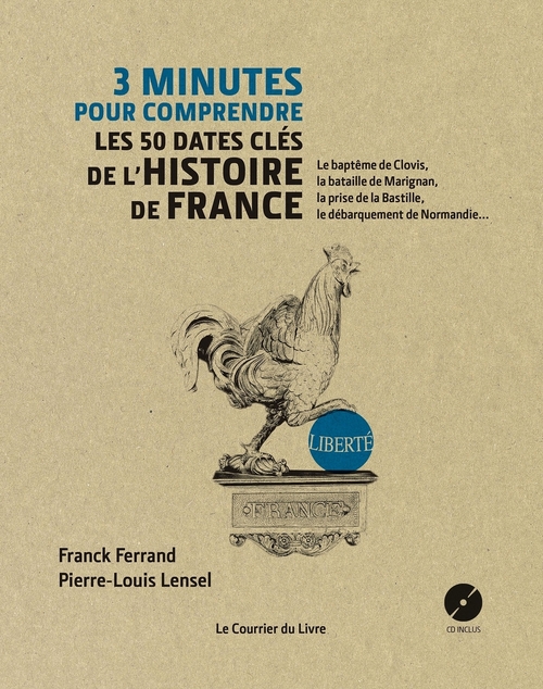 Couverture ebook de 3 minutes pour comprendre les 50 dates clés de l'histoire de france - Le baptême de Clovis, la batai, de Franck Ferrand, Pierre-Louis Lensel