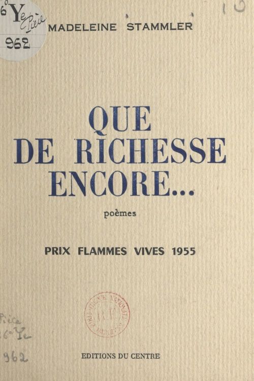 Couverture ebook de Que de richesse encore..., de Madeleine Stammler