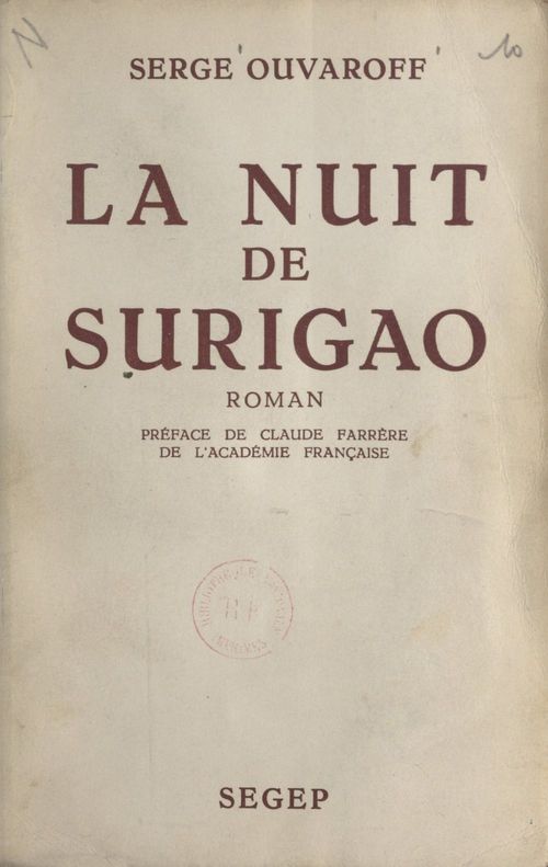 ebook cover of La nuit de Surigao, by Serge Ouvaroff