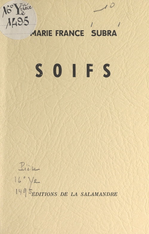Couverture ebook de Soifs, de Marie-France Subra