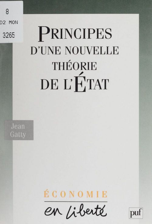 ebook cover of Principes d'une nouvelle théorie de l'État, by Jean Gatty