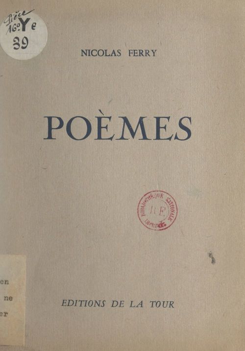 Couverture ebook de Poèmes, de Nicolas Ferry