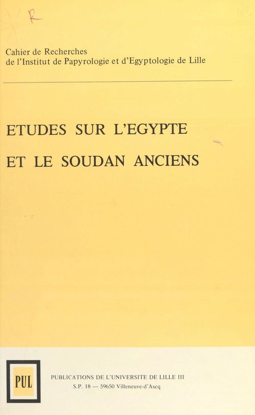 ebook cover of Études sur l'Égypte et le Soudan ancien (1), by Allain Louis