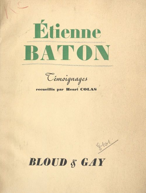 Couverture ebook de Étienne Baton, de Collectif, Henri Colas