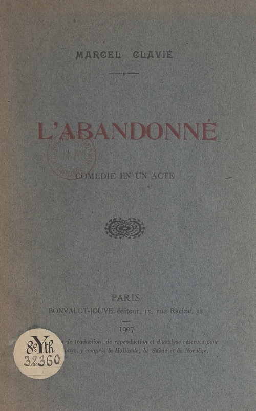 Couverture ebook de L'abandonné, de Marcel Clavie