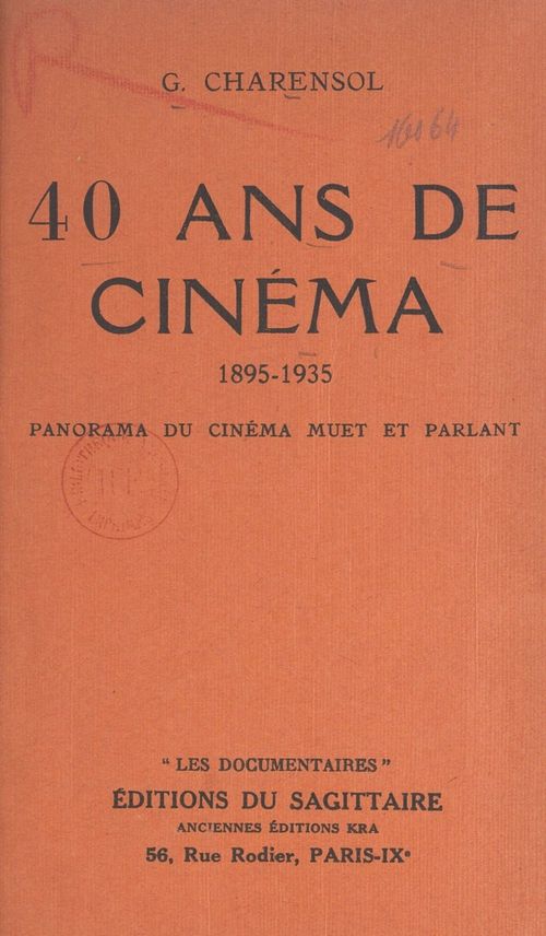 Couverture ebook de 40 ans de cinéma, 1895-1935, de Georges Charensol