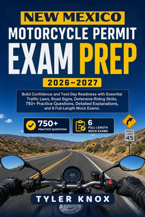 ebook cover of NEW MEXICO MOTORCYCLE PERMIT EXAM PREP 2026-2027, by Tyler Knox