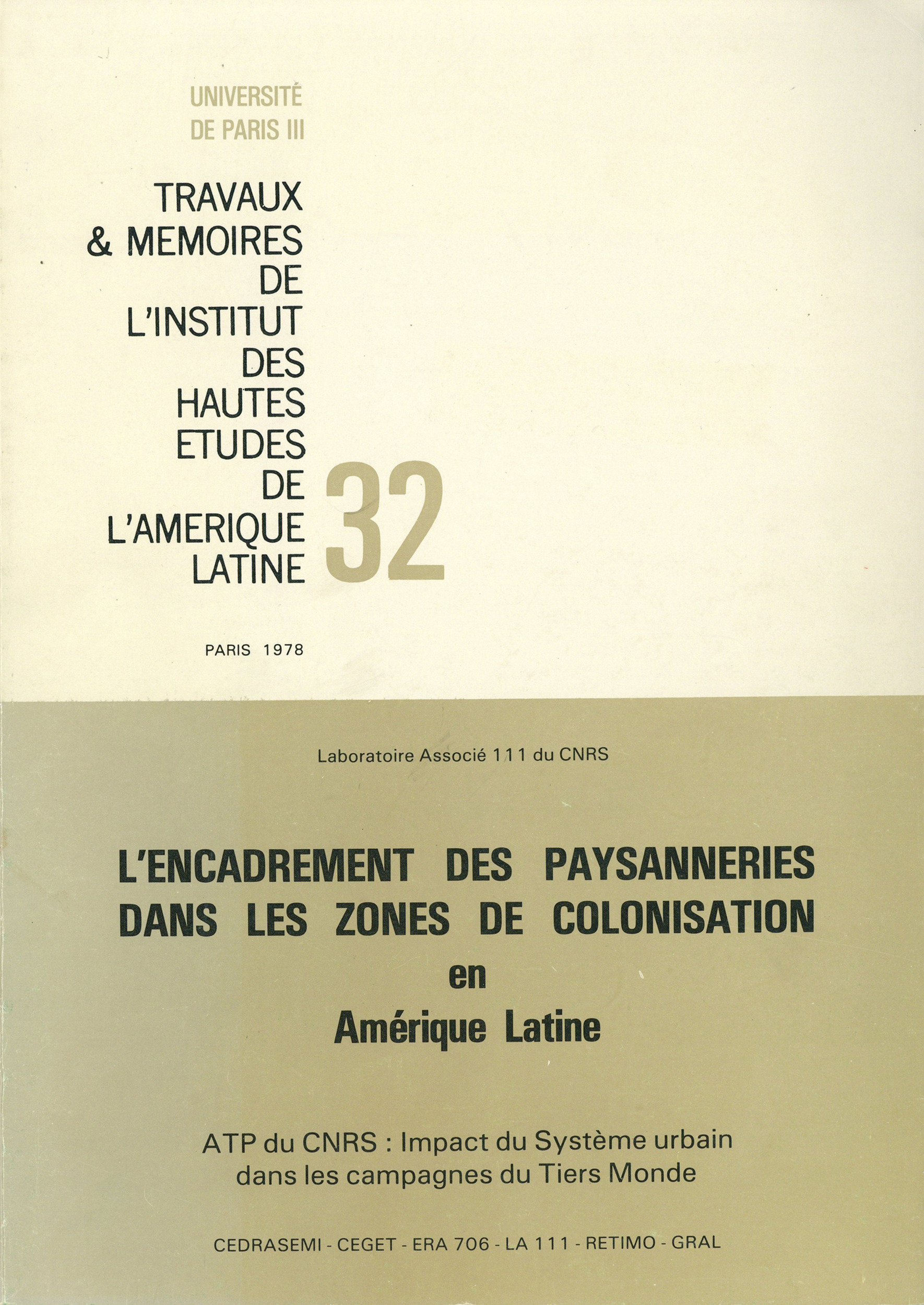 Couverture ebook de L´encadrement des paysanneries dans les zones de colonisation en Amérique latine, de